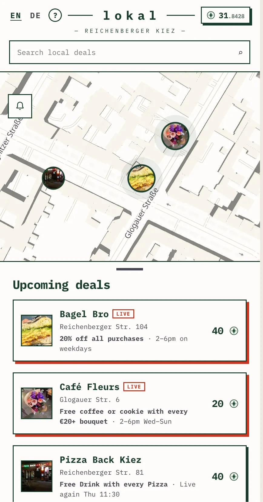 Screenshot der lokal-App
